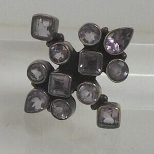 Handcrafted Sterling Silver Ring Vintage Natural Amethyst Size 6 Unique Design